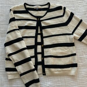 Universal Thread Black and White Striped Cardigan